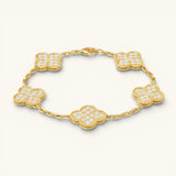 TRÉBOL DE CUATRO HOJAS EN CIRCONITA DORADA