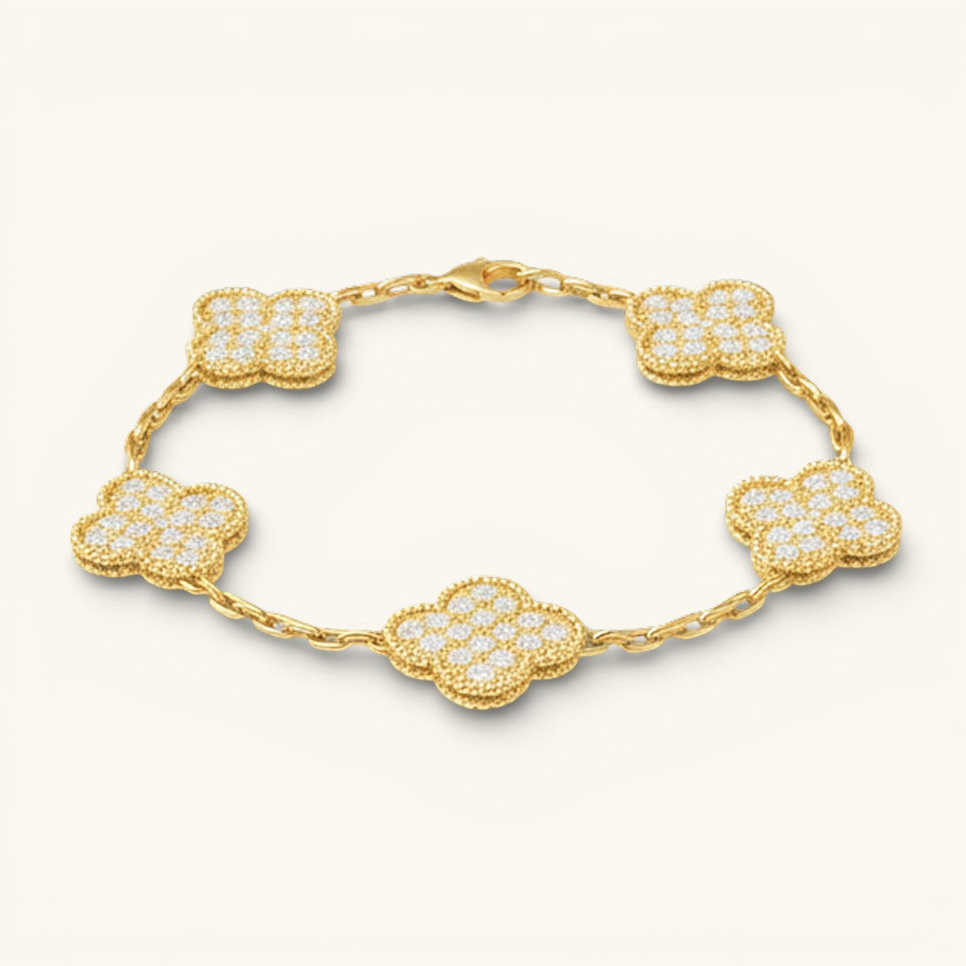 TRÉBOL DE CUATRO HOJAS EN CIRCONITA DORADA